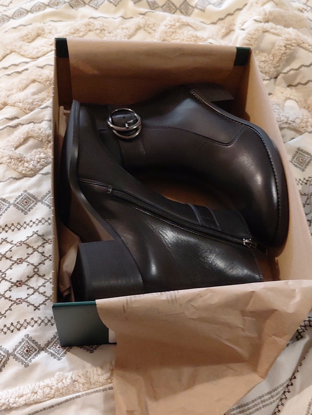 Paul Green Black Leather Ankle Boots with Buckle